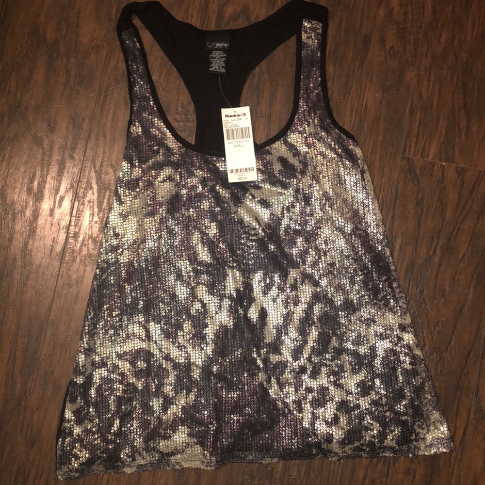 Sequined Buckle razorback tank